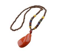 HDOYTXXM Elegant Wooden Bodhi Bead Pendant Necklace Collarbone Chain Designed For Those Seeking Serenity And Oriental Charm Accessory