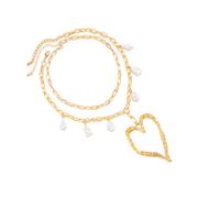HDOYTXXM Extra Large Love Symbol Necklace Multi Materials Design Shining Alloy Pearls Clavicle Chain for Daily Outfit Upgrade Bold Statement Love Jewelry