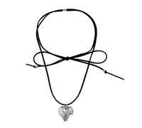 HDOYTXXM Goth Black Rope Big Heart Pendant Choker Necklace For Women Elegant Weave Knotted Bowknot Adjustable Chain Jewelry