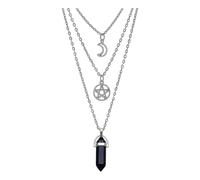 HDOYTXXM Gothic Layering Necklace Sun Black Crystal & Agate Adjustable Chain for Women Accessories Pendant Necklace