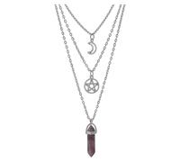 HDOYTXXM Gothic Layering Necklace Sun Black Crystal & Agate Adjustable Chain for Women Accessories Pendant Necklace