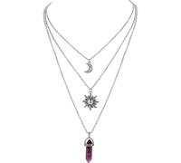 HDOYTXXM Gothic Layering Necklace Sun Black Crystal & Agate Adjustable Chain for Women Accessories Pendant Necklace