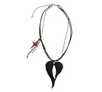 HDOYTXXM Jewelry Black Wing Pendant Necklace Featuring Heart Symbol for Expressing Affection and Dream in Styles Wing Heart Pendant Sweater Chain