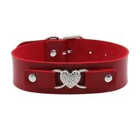 HDOYTXXM Leather Chokers Necklace with Heart Rhinestones Adjustable Length Clavicle Chain for Music Festivals and Parties Party Accessory