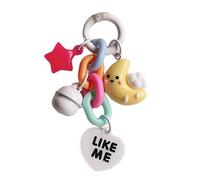 HDOYTXXM Moon Clouds Star Bells Heart Pendant Keychain for Women Fashionable Bag Charm Colorful Keyring Accessory for Backpack