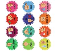 HDOYTXXM Multisensory Gesture Charts Set of 12, Classroom Posters for Hearing Impaired Students & Special Education Language Learning Teaching Posters