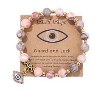 HDOYTXXM Mysterious Malocchio Charm Bangle Produced of Rose Equid Stone Beads and Permanent Mixture for Delicate Skin Mysterious Devil Organ of Sight Hand Chain