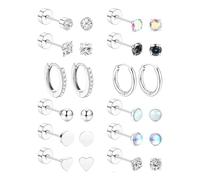 HDOYTXXM Pack of 12Pairs Stylish Earring Set Sophisticated Stainless Steel Earring Set Elegant Ear Adornment for Trendy Women