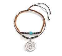 HDOYTXXM Pack of 2pcs Vintage Necklaces Pendant Collarbone Chain Jewelry with Adjustable Length and Unique Turquoise Beads