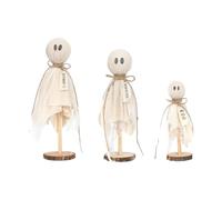 HDOYTXXM Pack Of 3 Halloween Ghostly Figurines Wooden Cloth Decoration For Scary Party Indoor Display Shopping Mall Ghostly Stand Collection
