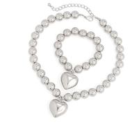 HDOYTXXM Simple Gold Color Ball Bead Chain Necklace Heart Pendant Jewelry Set Elegant Beaded Accessory For Women Statement Necklace For Women