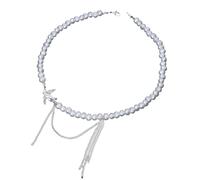 HDOYTXXM Stylish Adjustable Collarbone Necklace Featuring Delicate Swallow Charm And Dynamic Tassels Designs Collarbone Chain Lightweight Resin Pearls Clavicle Chain