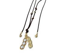 HDOYTXXM Stylish Gold Silver Peanut Pea Necklace with Artificial Pearls Lightweight Allergy Safe for Daily Wear Peanut Pea Silver Pearls