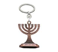 HDOYTXXM Traditional Menorah 7 Branch Holder Keychain 12 Tribes Of Israel Jerusalem Temple Candlestick For Backpack