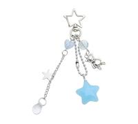 HDOYTXXM Trend Setting Star Bear Bead Charm Keychain Colorful Beaded Keyring Handmade Bag Ornament For Daily And Party Use