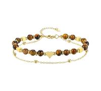 HDOYTXXM Two Rank Stone Sphere Bangle Tender Heart Charm Modifiable Chain Natural Preciousstone Jewelry for Everyday Wear Fashion Two Layer Wristband