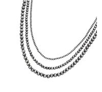 HDOYTXXM Versatile Matte Black Necklace With Triple Strands Designs Portable For Formal Outfits And Casual Styles Black Brushed Necklace
