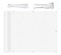 HDPE 1x6.5m Balcony Breathable Garden Shield with Cables & Ties for Outdoor Patio Terrace Camping White Visual Protection
