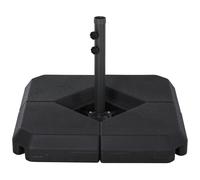 Outsunny 4Pcs Fillable Parasol Base With Steel Cross Base Garden Umbrella Weight - Black, Black