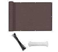 HDPE Balcony Cover Includes 24 Pieces Cable Ties 90x300cm for Porch Outdoor Deck Coffee 3x0.9m