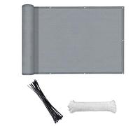 HDPE Balcony Cover Includes 24 Pieces Cable Ties 90x300cm for Porch Outdoor Deck Gray 3x0.9m