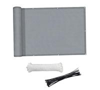 HDPE Balcony Cover Includes 24Pcs Cable Ties 90x300cm for Porch Outdoor Deck Gray, 3x0.9m