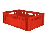 Hdpe Plastic Kadax Meat Box, Butcher 60 X 40 Cm, E2 Meat Box With Comfortable Handles, Boxes, Eurobox, Storage Box, Butcher (Red)