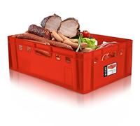 HDPE plastic kadax meat box, butcher 60 x 40 cm, E2 meat box with comfortable handles, boxes, eurobox, storage box, butcher, butter box (40 litres)
