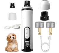 HDQQEU Dog Nail Grinder Cordless Dog Nail Trimmers With LED Light & 3 Speeds, Rechargeable Electric Dog Nail File with 2 Heads For Dogs and Cats Thick Nails