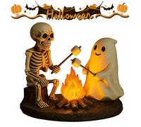HDQQEU Ghost Campfire Flickering Nightlight, Skeleton and Ghost Bonfire Lamp, Cute Halloween Night Light for Room Decor (1PC)