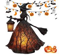 HDQQEU Halloween Witch Lamp, Gothic Witch Figure Statue lamp,Hand Painted Witch Hat Lamp with Warm Light for Halloween Party Deco (1 PC, 17.5CM)