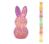 HDQQUD Lighted Easter Hollow Out Bunny Figurine, 3D Print Hollow Out Bunny Lamp, 12cm Light Up Easter Rabbit Statues, Easter Bunny Ornament Animal Statue for Living Room, Office, Bedroom (Purple)