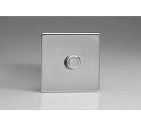 HDS3S - Varilight - Flat Plate Screwless - Brushed Chrome - 1 Gang 400W Dimmer Push Switch