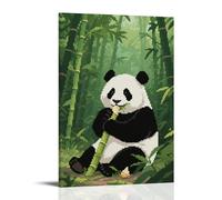HDSCLMYY A Giant Panda Sitting in Bamboo Forest Eating Bamboo Shoots, Holding The Stalk with Paws Trendy Hanging Wall Art Decorative Mural Poster20x30inch(50x75cm)