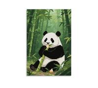 HDSCLMYY A Giant Panda Sitting in Bamboo Forest Eating Bamboo Shoots, Holding The Stalk with Paws Trendy Hanging Wall Art Decorative Mural Poster20x30inch(50x75cm)