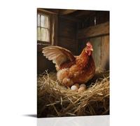 HDSCLMYY A Hen Sitting on The Nest Incubating Eggs, Wings Covering The Eggs Trendy Hanging Wall Art Decorative Mural Poster20x30inch(50x75cm)