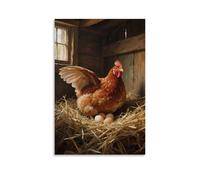 HDSCLMYY A Hen Sitting on The Nest Incubating Eggs, Wings Covering The Eggs Trendy Hanging Wall Art Decorative Mural Poster16x24inch(40x60cm)