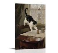 HDSCLMYY A House Cat Jumping Onto The Table, Paws Gently Touching The Toy on It Trendy Hanging Wall Art Decorative Mural Poster12x18inch(30x45cm)
