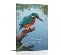 HDSCLMYY A Kingfisher Perching on A Branch, Ready to Dive Into Water to Catch Fish Trendy Hanging Wall Art Decorative Mural Poster16x24inch(40x60cm)