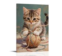 HDSCLMYY A Kitten Plays with A Ball of Yarn, Getting More Tangled Trendy Hanging Wall Art Decorative Mural Poster20x30inch(50x75cm)