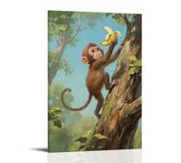 HDSCLMYY A Little Monkey Snatches A Banana, Climbing to The Treetop Trendy Hanging Wall Art Decorative Mural Poster16x24inch(40x60cm)