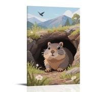 HDSCLMYY A Marmot Sticking Its Head Out of The Cave, Looking Around Vigilantly Trendy Hanging Wall Art Decorative Mural Poster20x30inch(50x75cm)