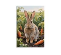 HDSCLMYY A Rabbit Perked Ears, Squatting in A Carrot Field Trendy Hanging Wall Art Decorative Mural Poster20x30inch(50x75cm)