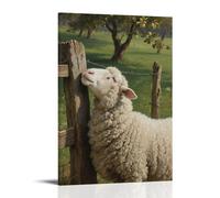 HDSCLMYY A Sheep Scratching Against The Fence, Body Pressed to The Railings Trendy Hanging Wall Art Decorative Mural Poster20x30inch(50x75cm)