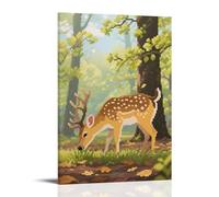 HDSCLMYY A Sika Deer Standing in The Woods, with Spots on Its Body Trendy Hanging Wall Art Decorative Mural Poster24x36inch(60x90cm)