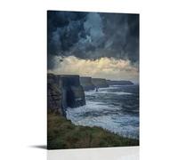HDSCLMYY A Storm Gathering over The Irish Cliffs, Turbulent Skies in Textured Grays And Blues Trendy Hanging Wall Art Decorative Mural Poster16x24inch(40x60cm)