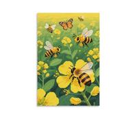 HDSCLMYY A Swarm of Bees Flying Around Flowers, Collecting Pollen Trendy Hanging Wall Art Decorative Mural Poster08x12inch(20x30cm)