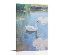 HDSCLMYY A White Goose Cruising in The Pond, Neck Stretched to Look Around Trendy Hanging Wall Art Decorative Mural Poster16x24inch(40x60cm)