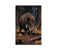 HDSCLMYY A Wild Boar Rooting in The Woods, Looking for Food Trendy Hanging Wall Art Decorative Mural Poster20x30inch(50x75cm)