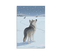 HDSCLMYY A Wolf Tracking Prey in The Snow, Footprints Clear Trendy Hanging Wall Art Decorative Mural Poster20x30inch(50x75cm)